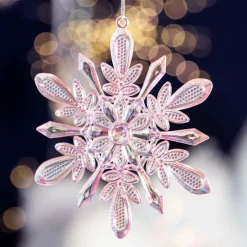 KAEMINGK Flocon de Neige à suspendre (H14 cm) Glacé Rose Discount
