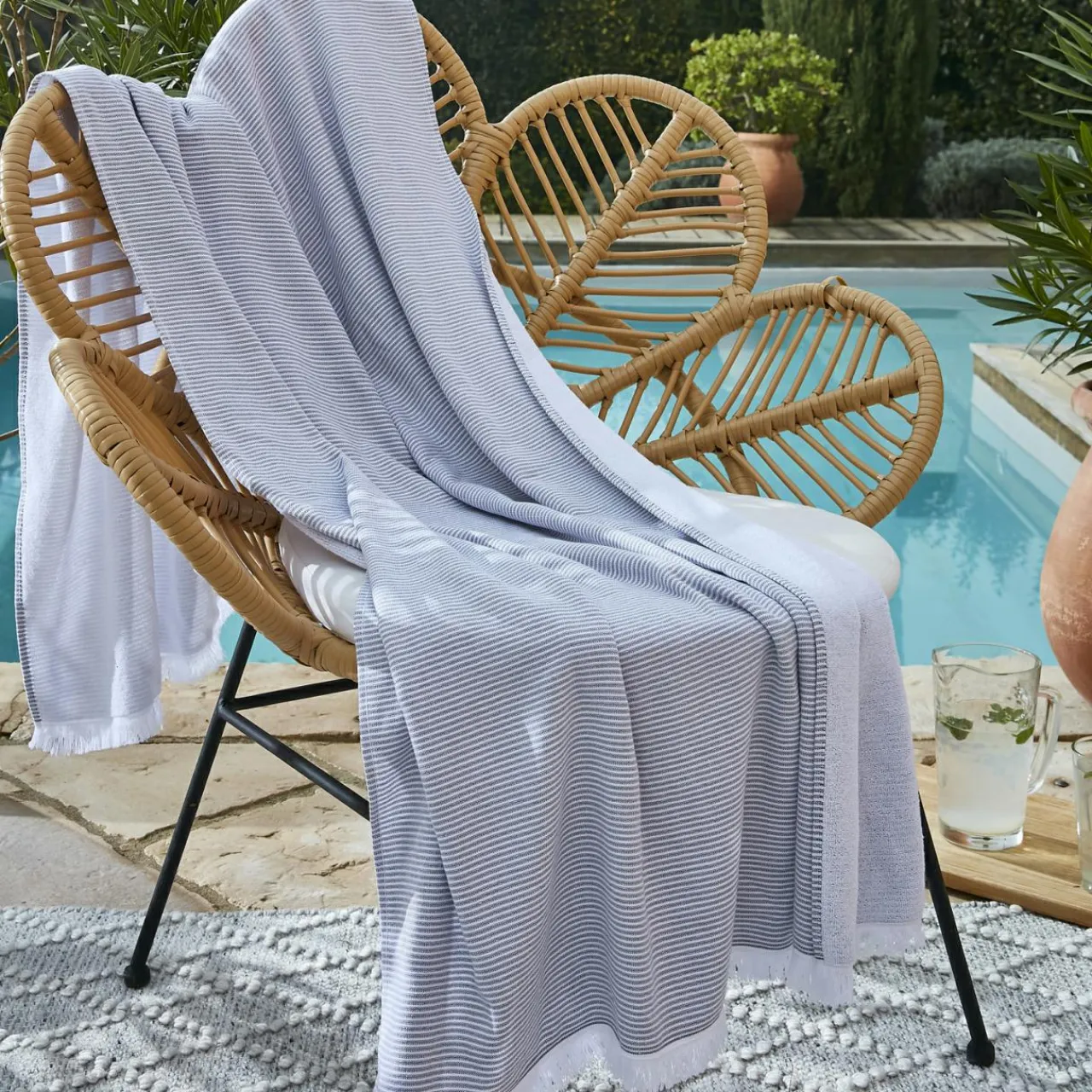 L'effet papillon Fouta coton et éponge (95 x 180 cm) Naël galet Gris New