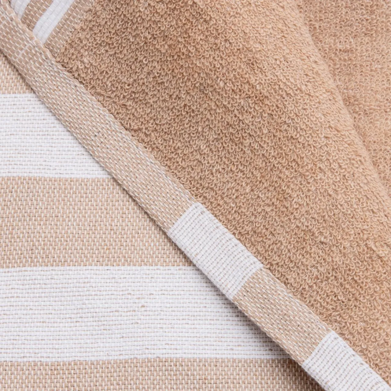 Fouta coton recyclé doublé éponge (100 x 200 cm) Coralia Beige Hot