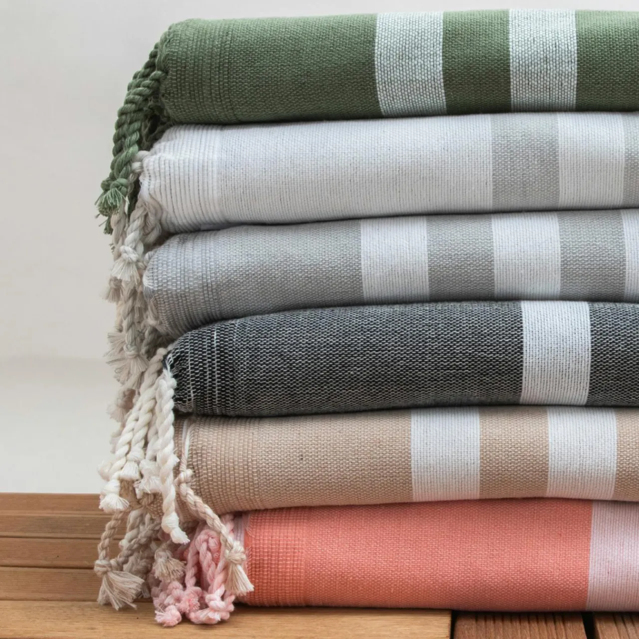 Fouta coton recyclé doublé éponge (100 x 200 cm) Coralia Beige Hot