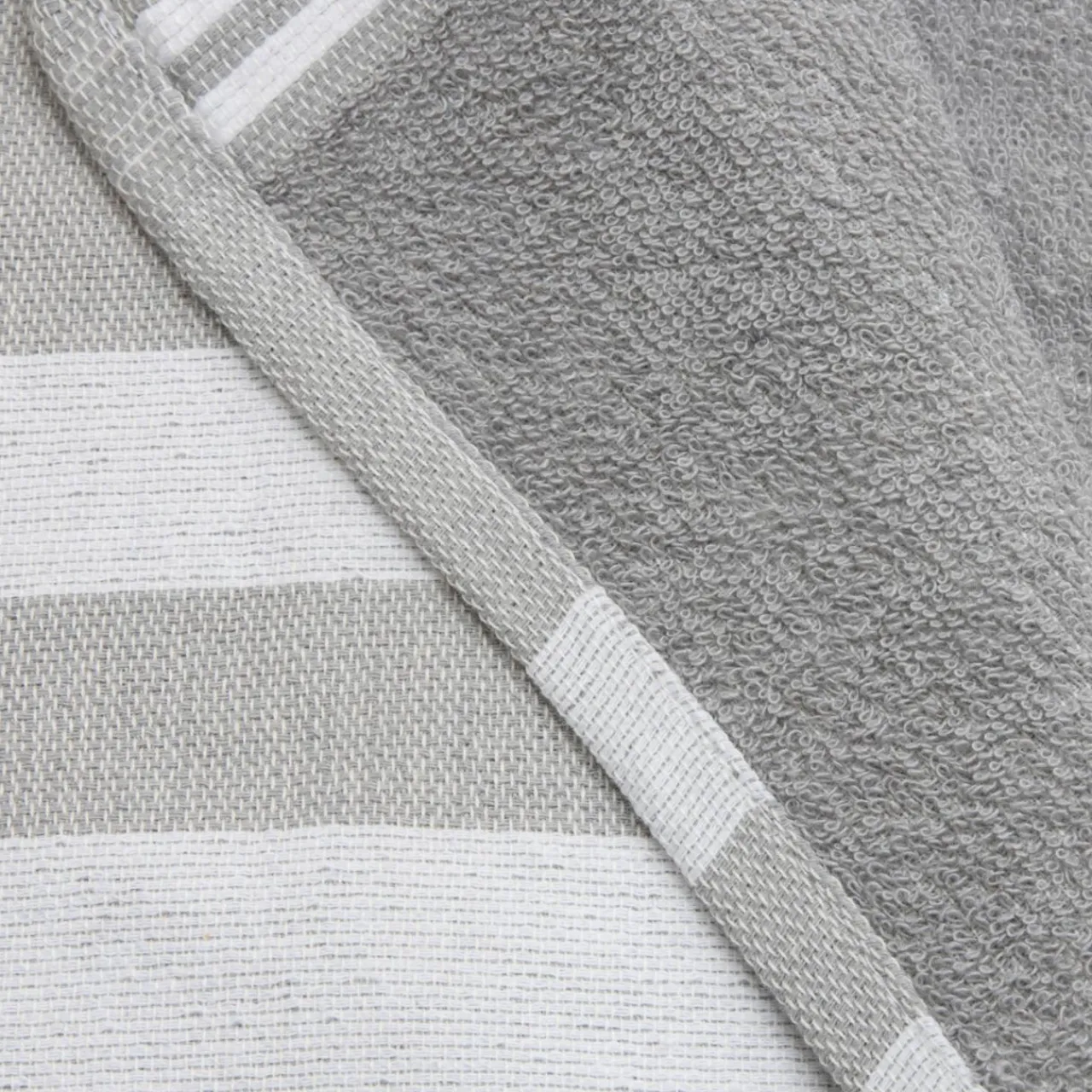 Fouta coton recyclé doublé éponge (100 x 200 cm) Coralia e Gris Discount
