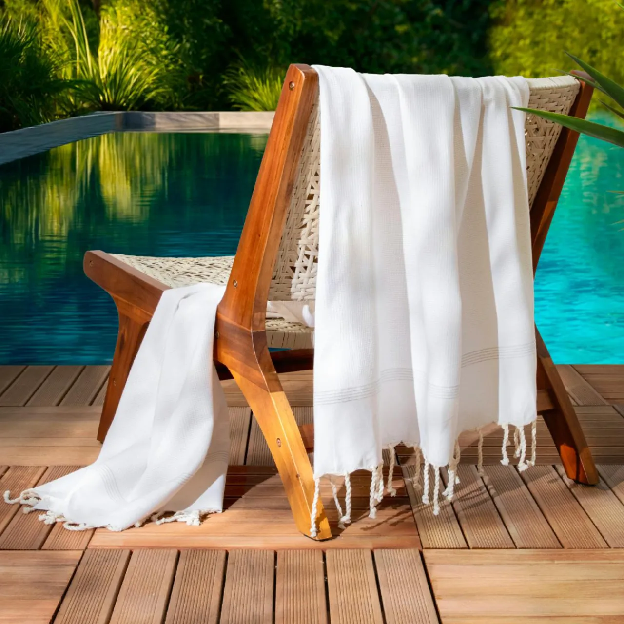 Fouta coton recyclé (100 x 200 cm) Beach Ecru Outlet