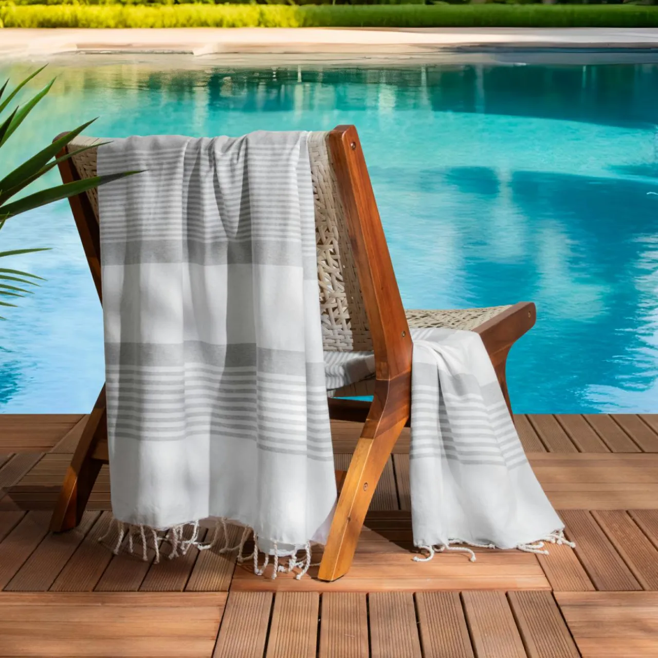 Fouta coton recyclé (200 x 200 cm) Summer he Blanc New