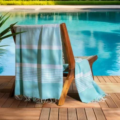 Fouta coton recyclé (200 x 200 cm) Summer Bleu turquoise Clearance