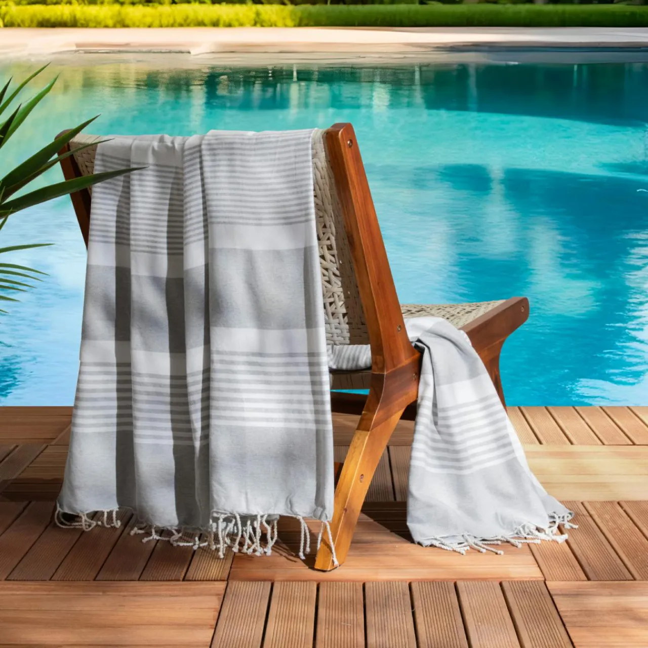 Fouta coton recyclé (200 x 200 cm) Summer e Gris Best