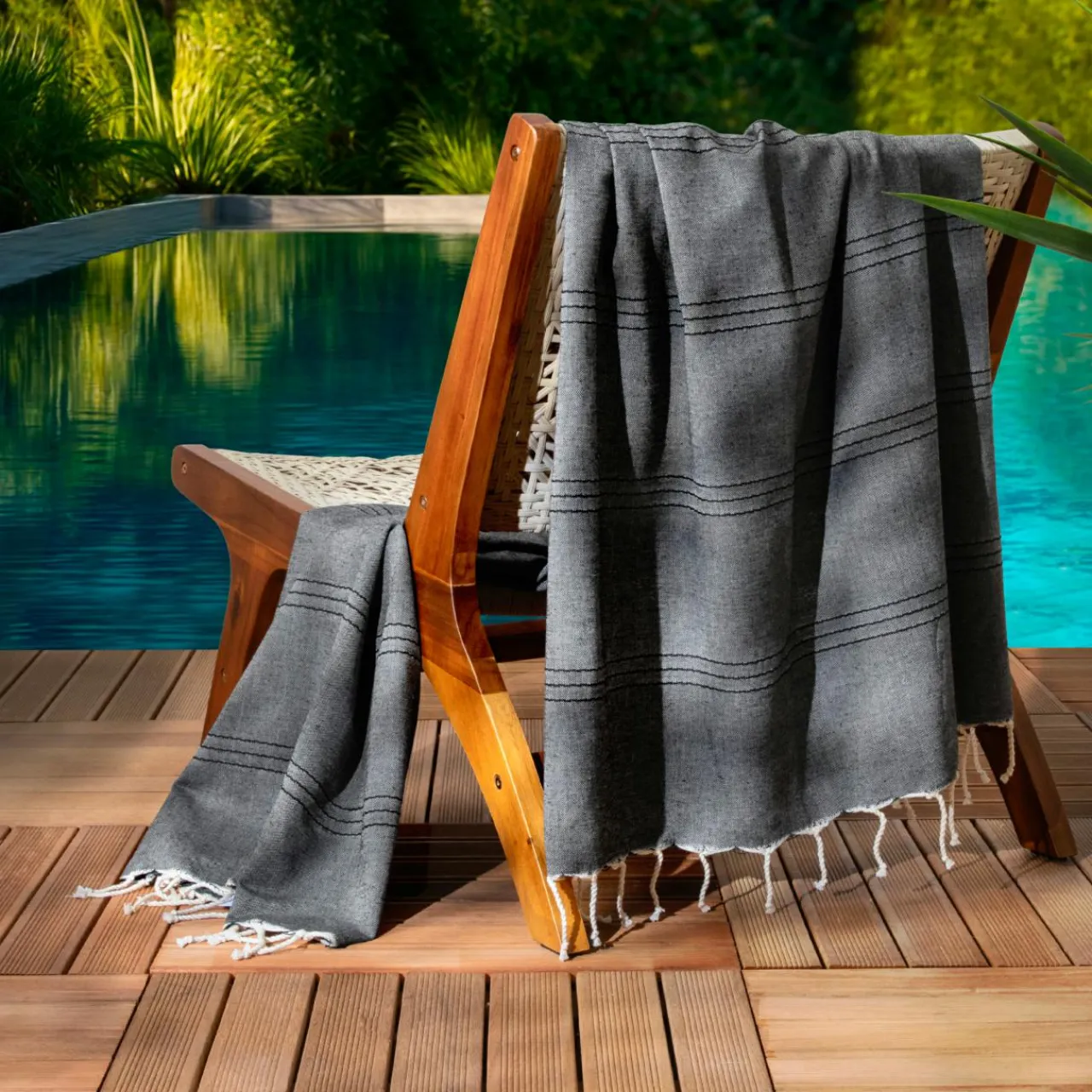 Fouta coton recyclé (100 x 200 cm) Sunshine e Noir New