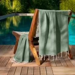 Fouta coton recyclé (100 x 200 cm) Sunshine Vert kaki Sale