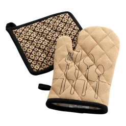 DOUCEUR D'INTERIEUR Gant et manique coton recyclé Cuisiline Beige Outlet