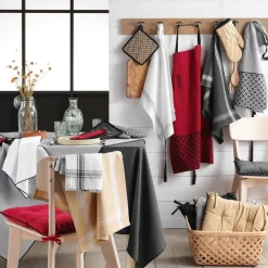 DOUCEUR D'INTERIEUR Gant et manique coton recyclé Cuisiline Bordeaux New