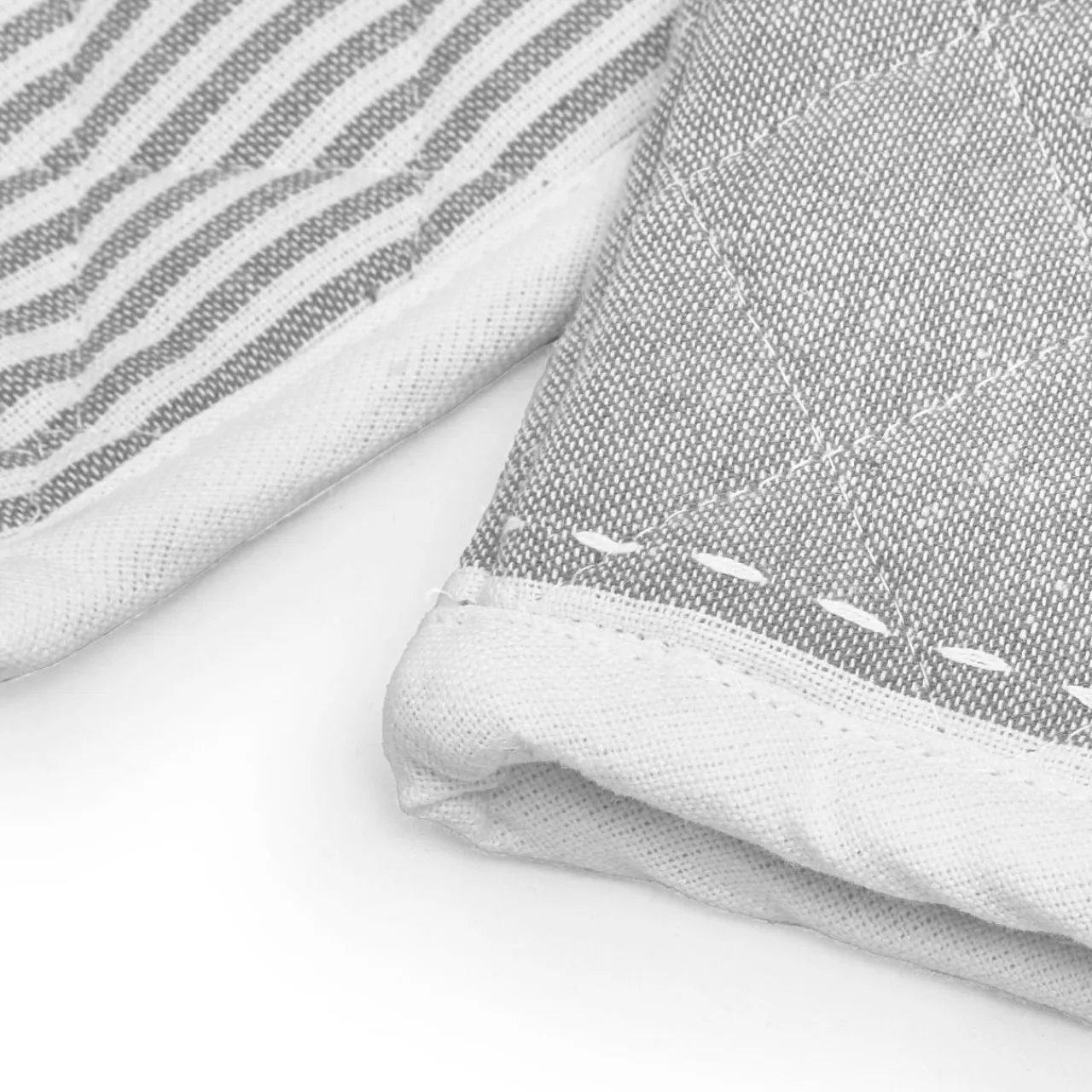 douceur d'intu017drieur Gant et manique coton tissé Iliade Blanc Gris Discount