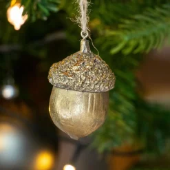 KAEMINGK Gland de Noël à suspendre (H8 cm) Chêne d'antan Or New