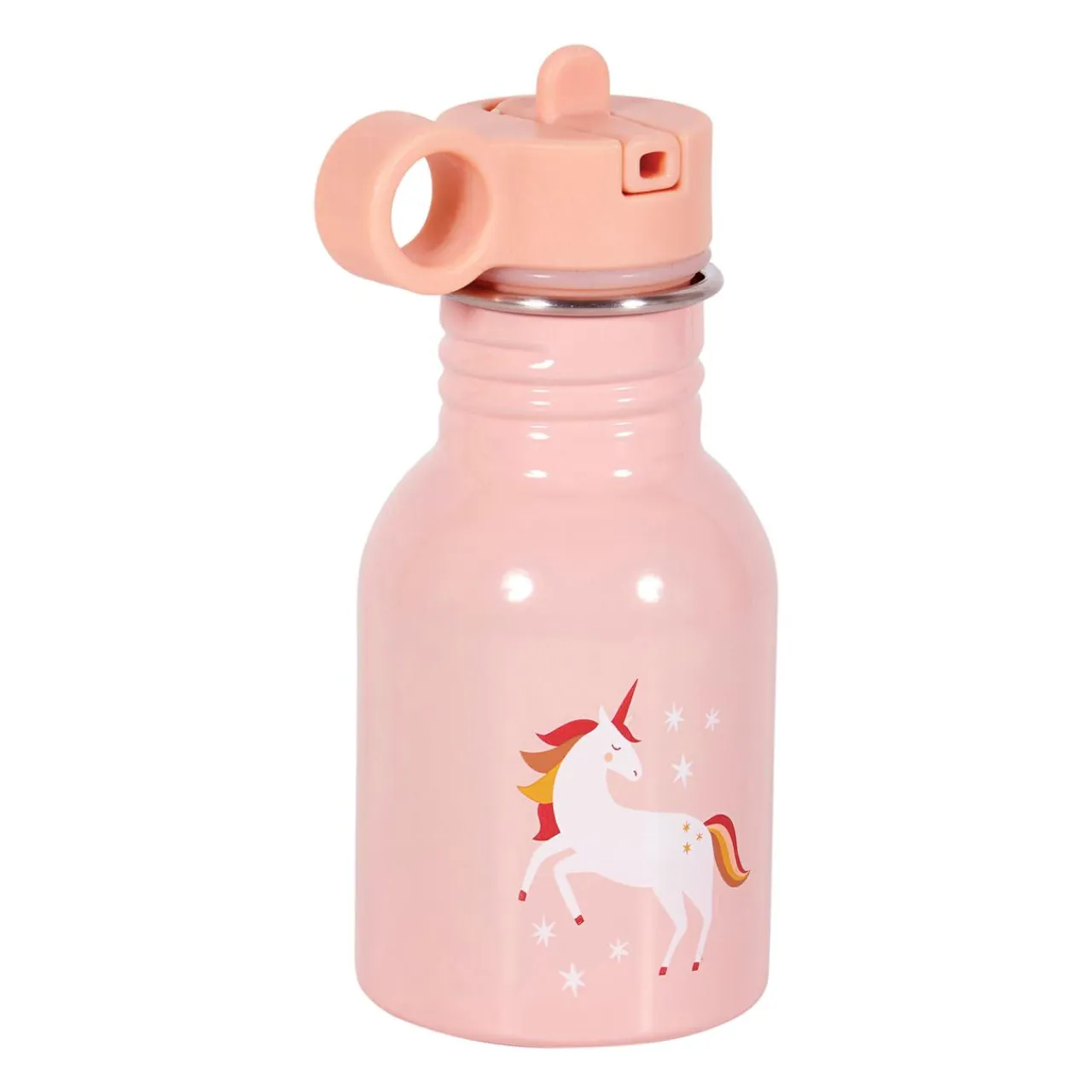OSTARIA Gourde métal enfant (16 cm) Licorne Rose