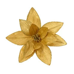 KAEMINGK Grande Poinsettia de Noël sur clip (D30 cm) Velours Or Clearance