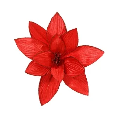 KAEMINGK Grande Poinsettia de Noël sur clip (D30 cm) Velours Rouge Clearance