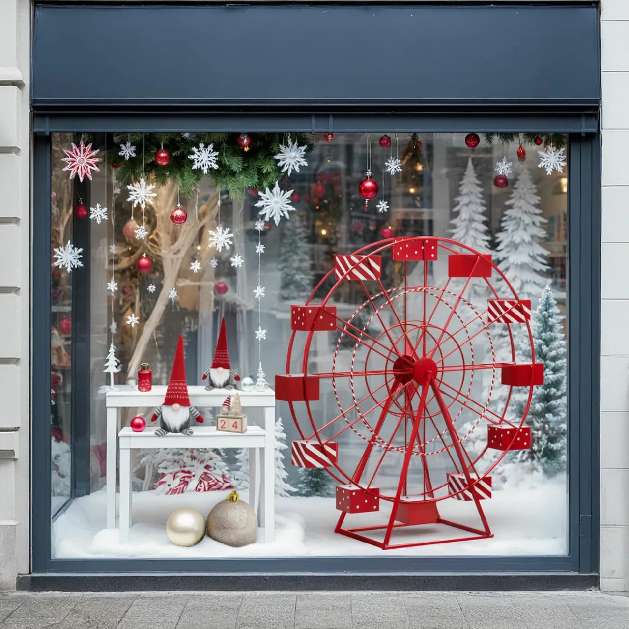JJA Grande roue en métal Géante (H170 cm) Fête foraine Rouge
