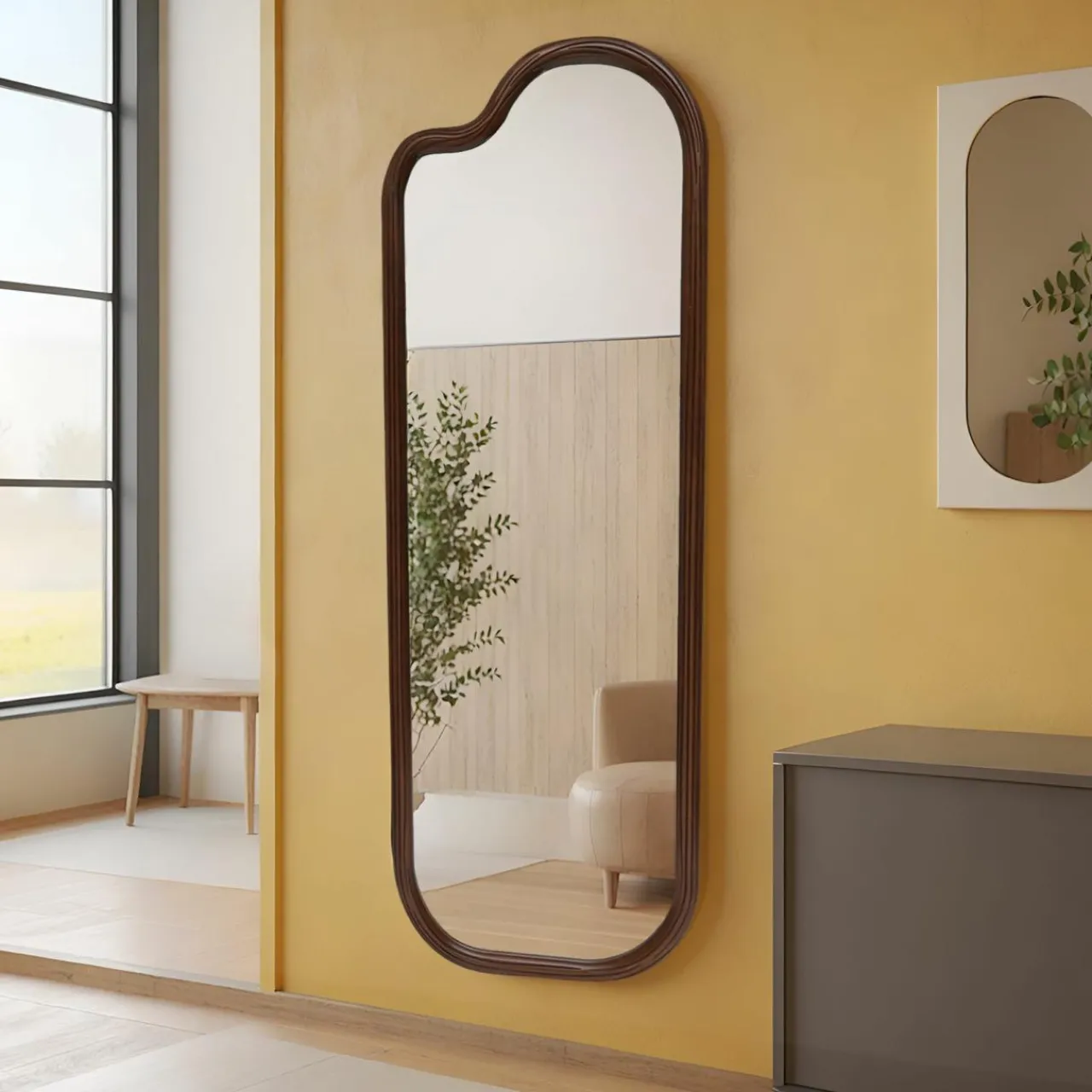 EMINZA Grand miroir mural en (H173 cm) Calcutta foncé Bois Outlet