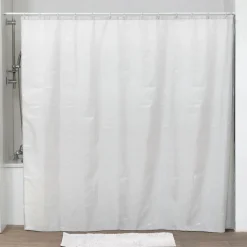 TENDANCE Grand rideau de douche à anneaux (240 x 200 cm) Uni Blanc Outlet