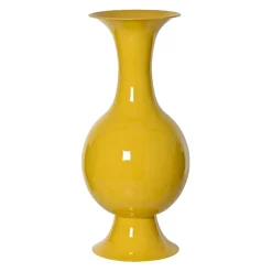 #N/A Grand Vase en métal émaillé fait main (H56 cm) Soléa brillant Jaune New