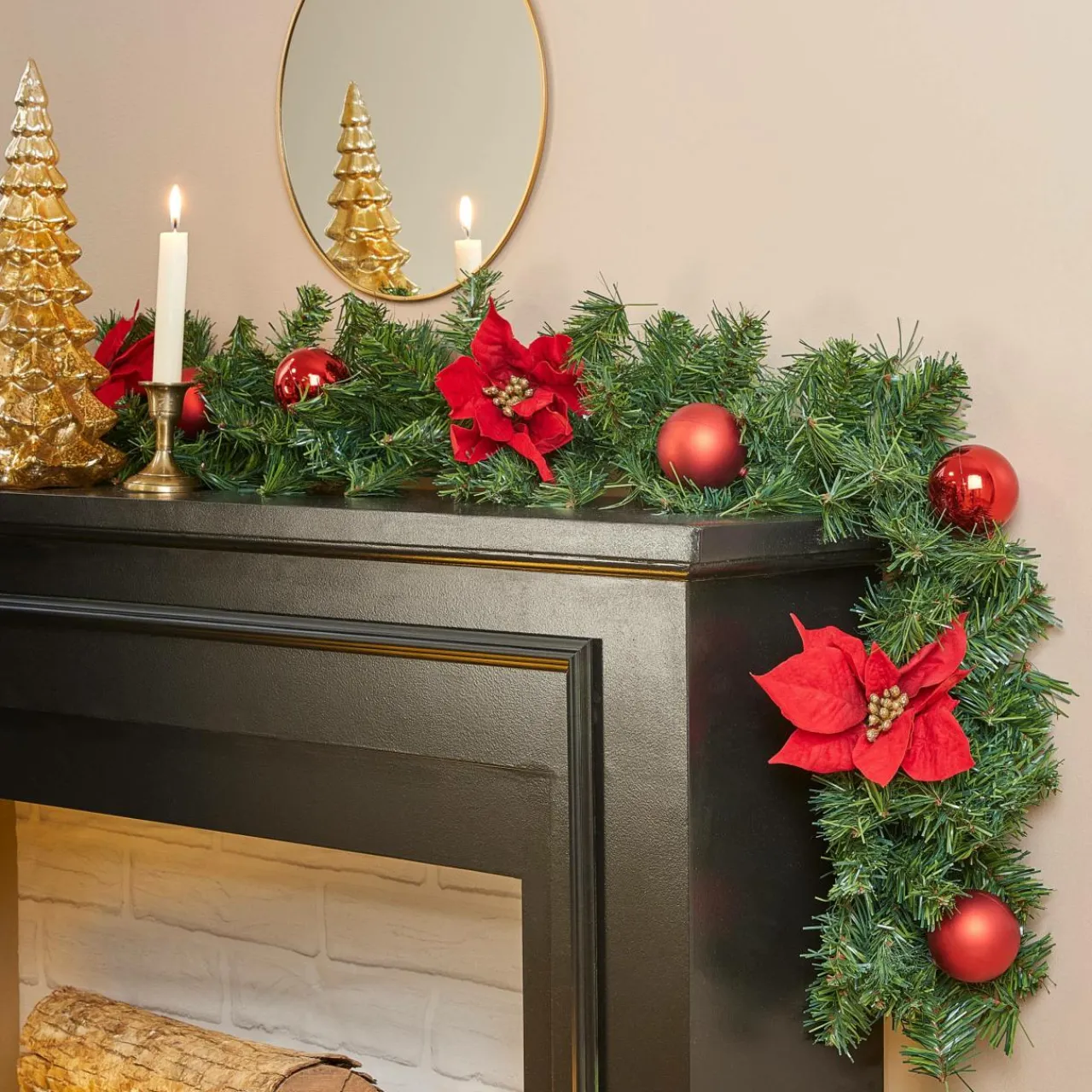 Feeric Lights & Christmas Guirlande de sapin (200 cm) Poinsettia luxe Rouge Outlet