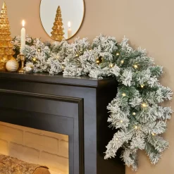 EMINZA Guirlande de sapin lumineuse (180 cm - D25) Royal Vert enneigé et blanc chaud Sapin enneigé lumineux Hot