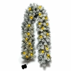 EMINZA Guirlande de sapin lumineuse (180 cm - D25) Royal Vert enneigé et blanc chaud Sapin enneigé lumineux Hot