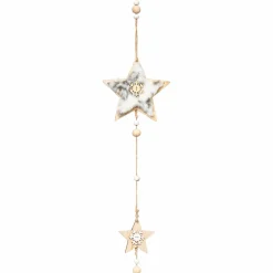 Feeric Lights & Christmas Guirlande en bois (1,5 m) Etoiles et fourrure Naturel