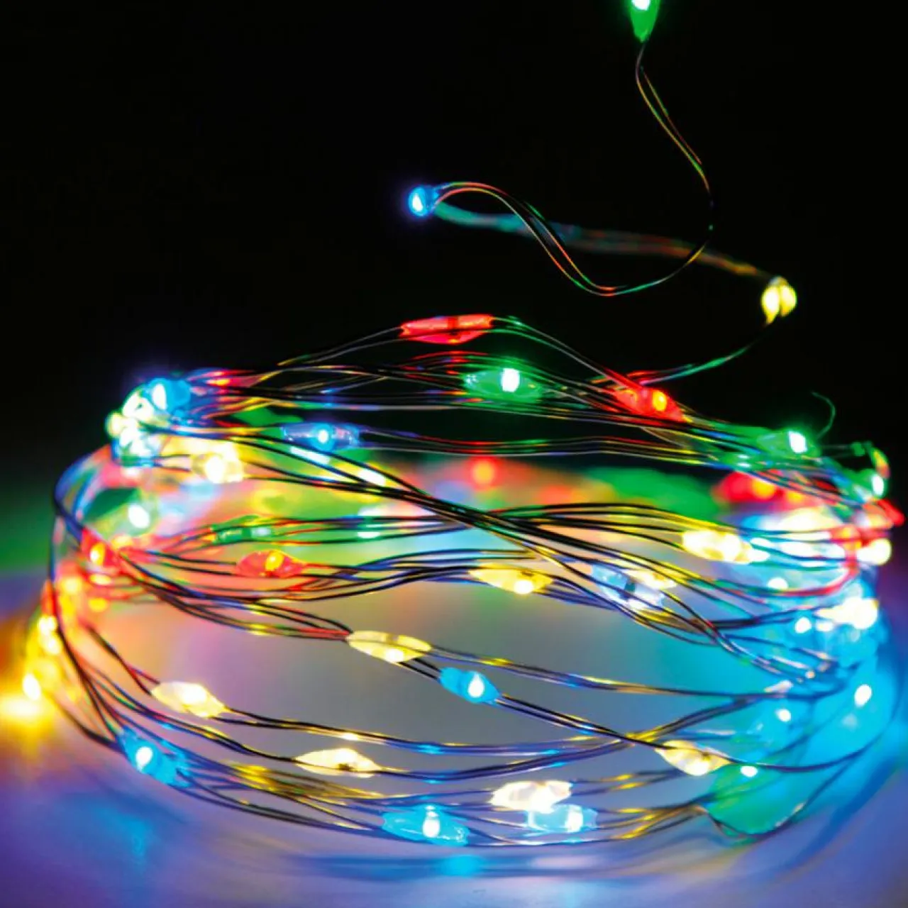 KOOPMAN Guirlande lumineuse 12 m 120 Micro LED Fil d'argent Multicolore New