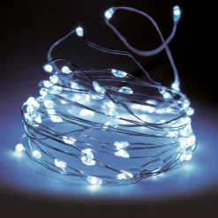 KOOPMAN Guirlande lumineuse à piles 195 cm 40 micro LED Fil d'argent Blanc froid
