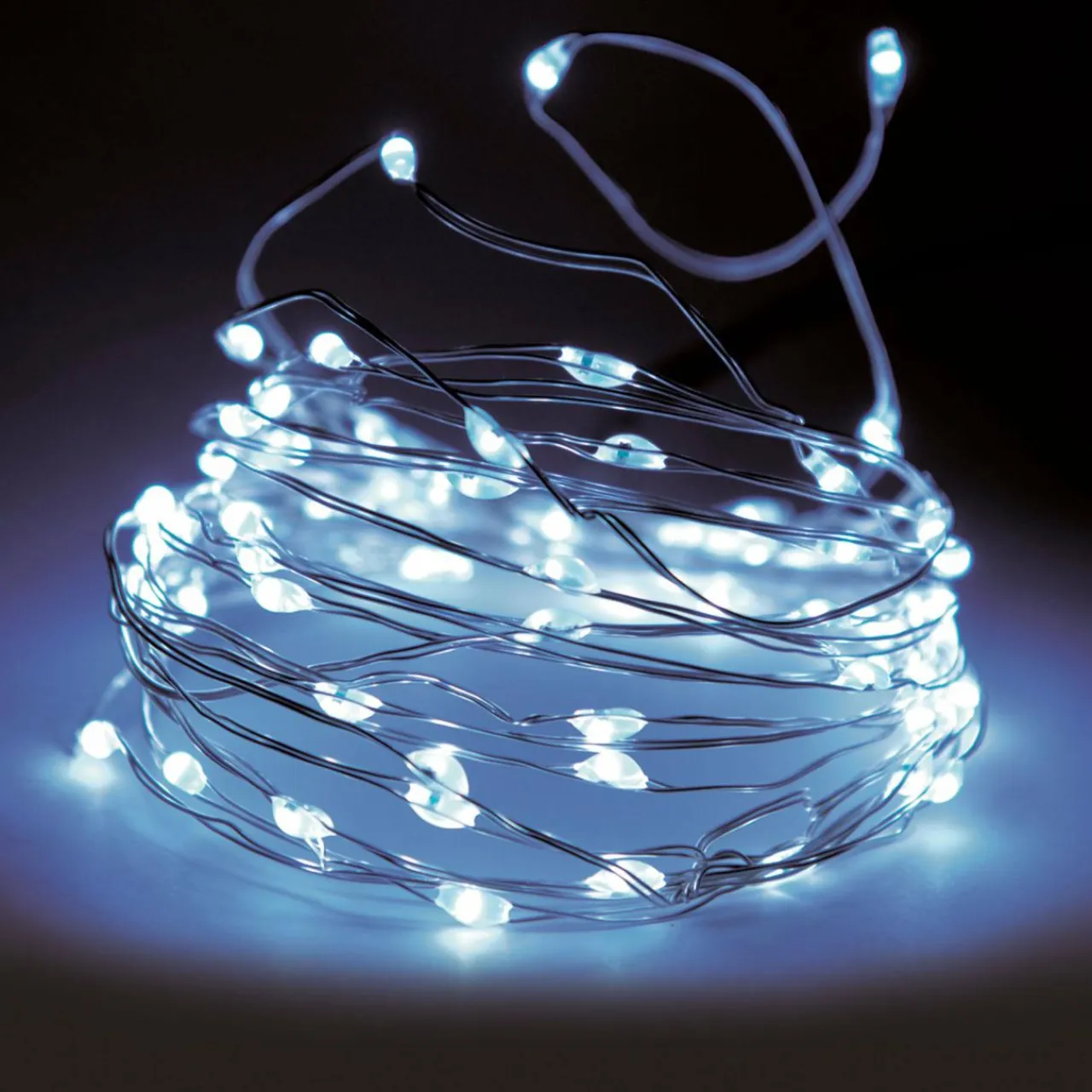 KOOPMAN Guirlande lumineuse à piles 195 cm 40 micro LED Fil d'argent Blanc froid