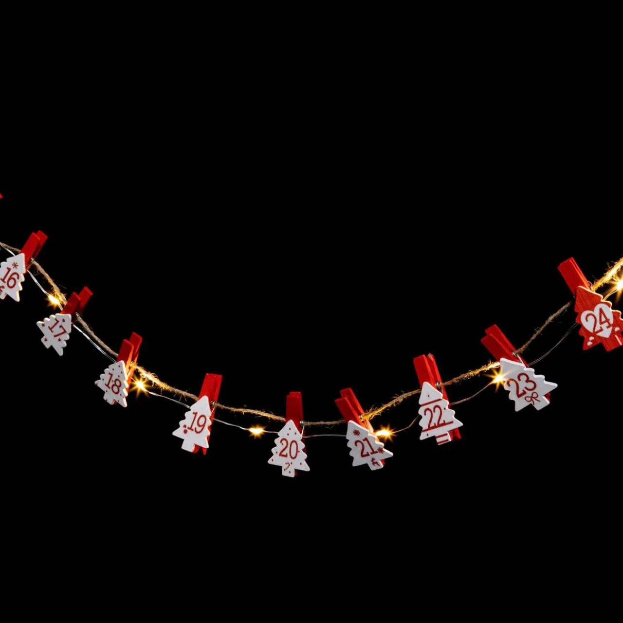 Feeric Lights & Christmas Guirlande lumineuse à piles 24 LED (2,20 m) Calendrier de l'avent Blanc chaud Clearance
