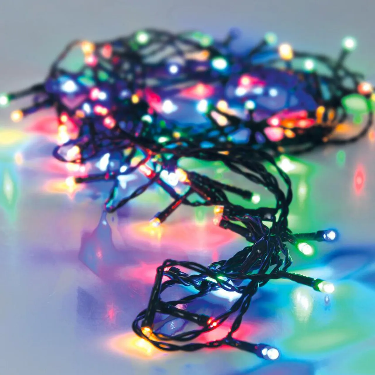 KOOPMAN Guirlande lumineuse à piles 14.50 m 192 LED câble noir Luxe Multicolore Multicolore - câble noir Online