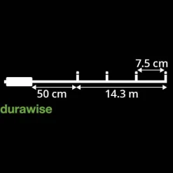 KAEMINGK Guirlande lumineuse à piles 14,30 m 192 LED câble noir Durawise Blanc froid Blanc Froid - câble noir Outlet