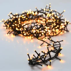 KOOPMAN Guirlande lumineuse à piles 4 m 200 LED câble vert Boa Blanc extra chaud Blanc très chaud Hot