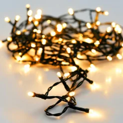 KOOPMAN Guirlande lumineuse à piles 14.50 m 192 LED câble noir Luxe Blanc chaud Blanc Chaud - câble noir New
