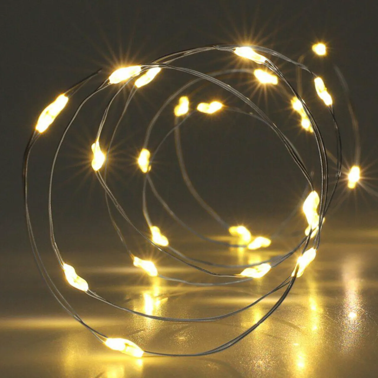 KOOPMAN Guirlande lumineuse à piles 4 m 80 Micro LED câble argent Minuteur Blanc chaud Online