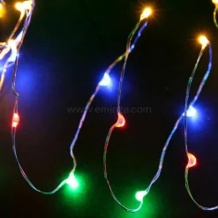 KOOPMAN Guirlande lumineuse à piles 5 m 100 Micro LED Fil d'argent Multicolore Outlet