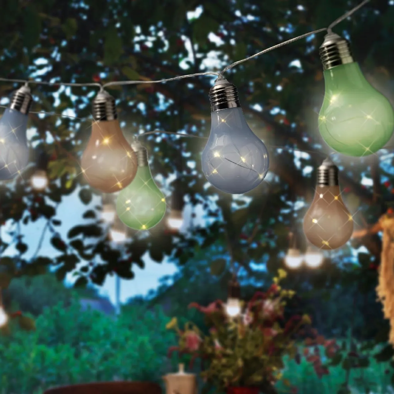 KAEMINGK Guirlande lumineuse solaire 50 LED (4,5 m) Guinguette clignotante Multicolore soft Multicolore Pastel Clearance