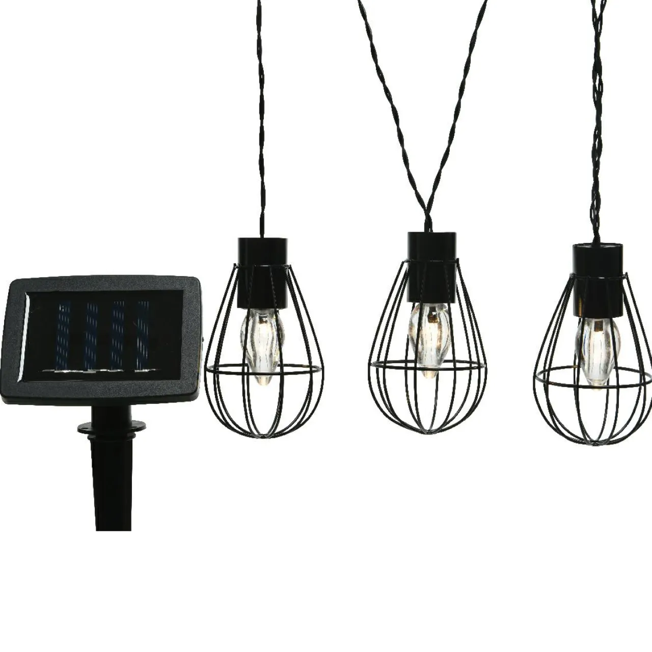 #N/A Guirlande lumineuse solaire en métal 3,5 m 8 LED Indus Blanc chaud Noir