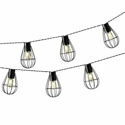 #N/A Guirlande lumineuse solaire en métal 3,5 m 8 LED Indus Blanc chaud Noir