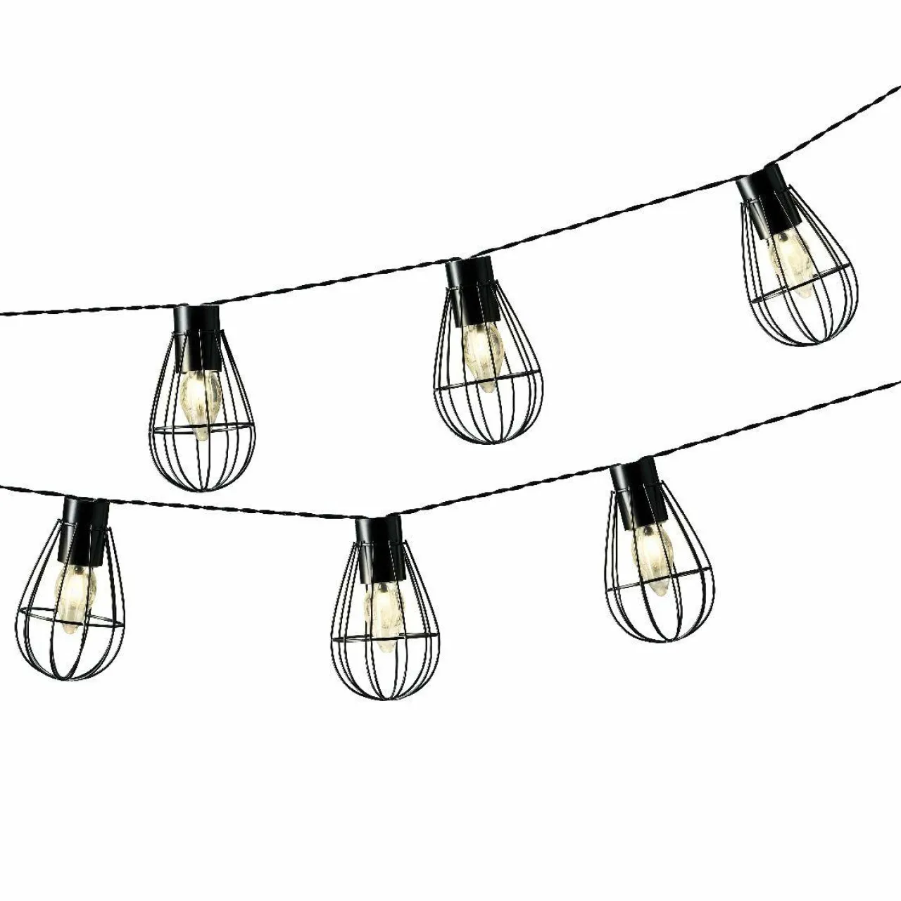 #N/A Guirlande lumineuse solaire en métal 3,5 m 8 LED Indus Blanc chaud Noir