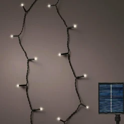 KAEMINGK Guirlande lumineuse Solaire 18 m 240 LED câble noir Rechargeable Blanc froid Outlet