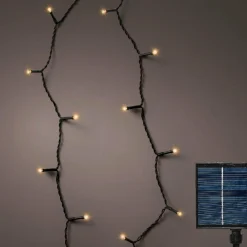 KAEMINGK Guirlande lumineuse Solaire 18 m 240 LED câble noir Rechargeable Blanc chaud Clearance