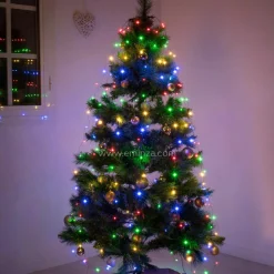 KAEMINGK Guirlande rideau pour sapin H2,40 m 832 Micro LED câble vert Multicolore Multicolore - câble vert Sale