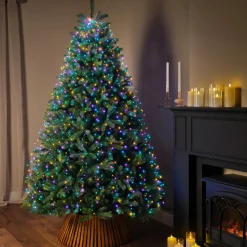 KAEMINGK Guirlande rideau pour sapin H2,10m 672 Micro LED câble vert Multicolore pastel Multicolore Pastel Câble Vert New