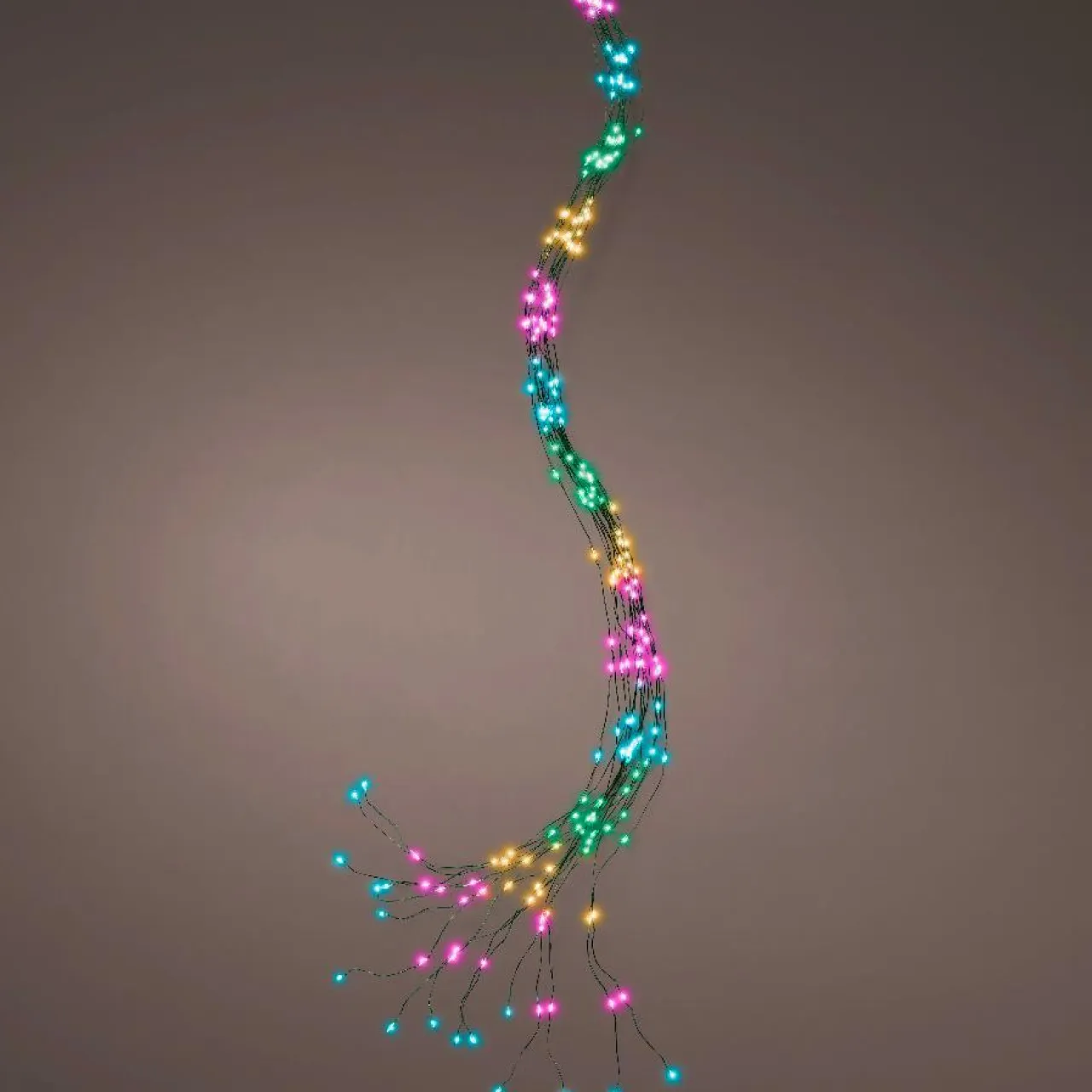 KAEMINGK Guirlande rideau pour sapin H2,10m 672 Micro LED câble vert Multicolore pastel Multicolore Pastel Câble Vert New