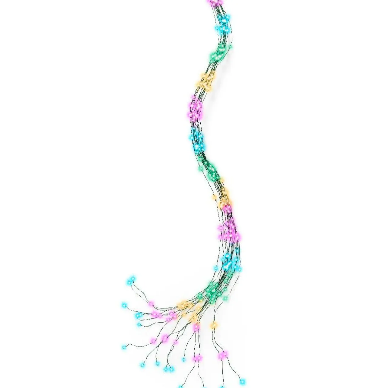 KAEMINGK Guirlande rideau pour sapin H2,10m 672 Micro LED câble vert Multicolore pastel Multicolore Pastel Câble Vert New
