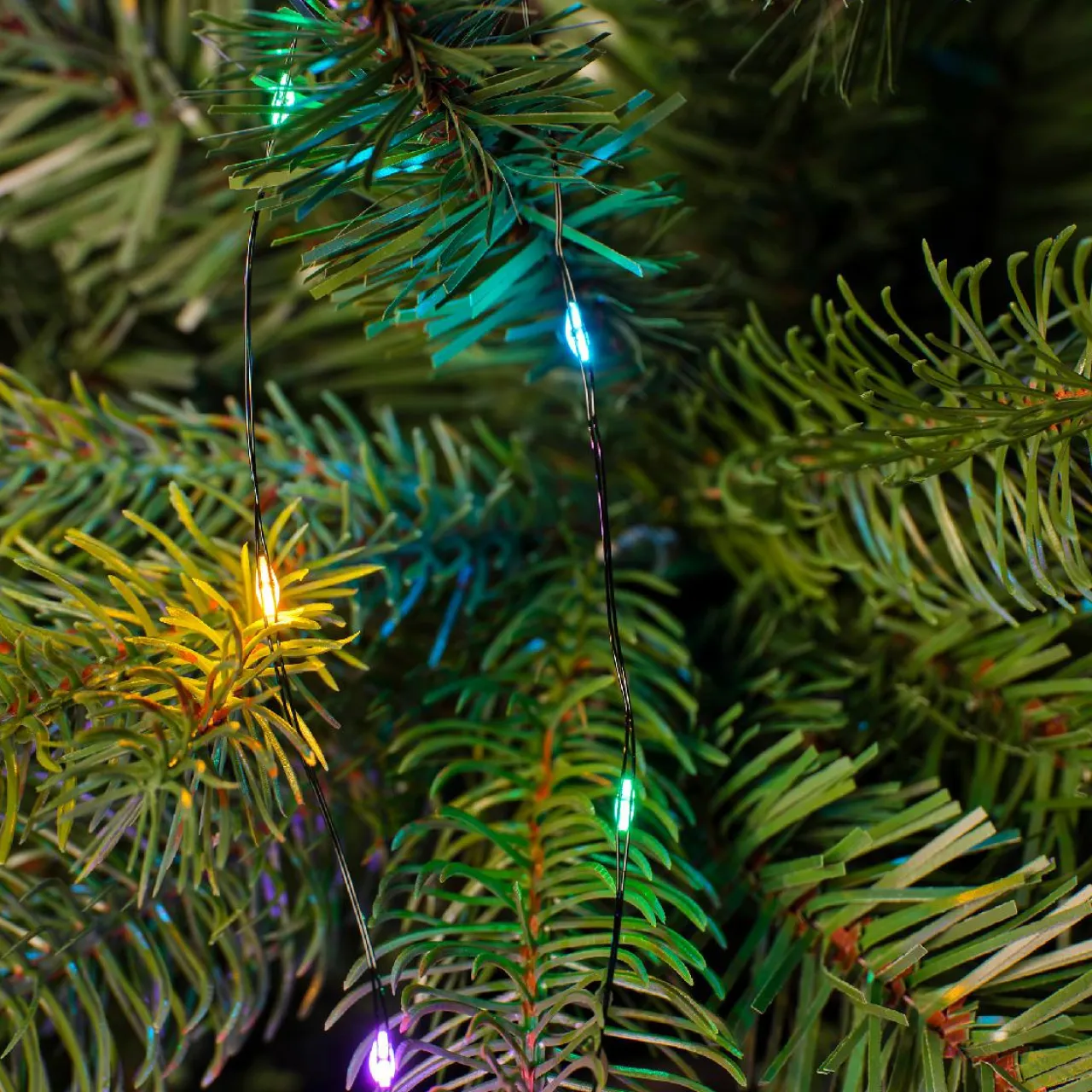 KAEMINGK Guirlande rideau pour sapin H1,80 m 408 Micro LED câble vert Multicolore pastel Multicolore Pastel Câble Vert Outlet