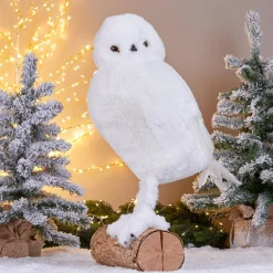 KOOPMAN Hiboux de Noël (H49 cm) Floconis Blanc Outlet