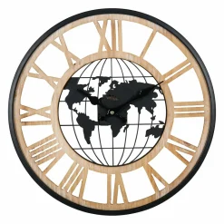OSTARIA Horloge murale en bois (D40 cm) Monde Noir Online