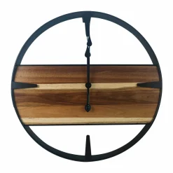 EMINZA Horloge murale en bois et métal (D57 cm) Nya Noir Discount